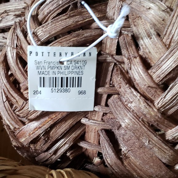 Pottery Barn Fall Thanksgiving Harvest Halloween Woven Rattan Pumpkins - Picture 4 of 5